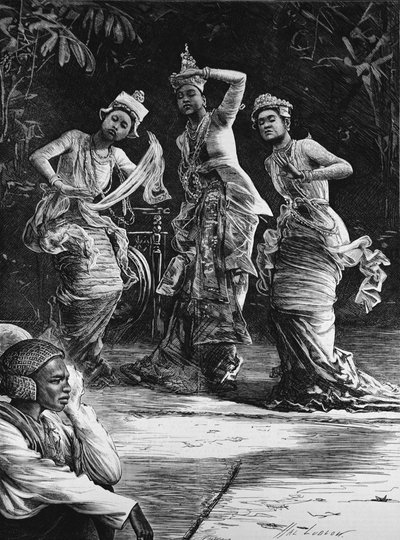 Burmese Ballet Girls as They Performed Before the Viceroy of India at Rangoon, from 